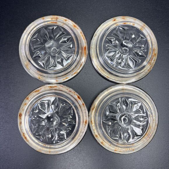 Vintage Silver Plate Trim Glass Coasters Set Of 4 Made In Italy - Picture 5 of 8